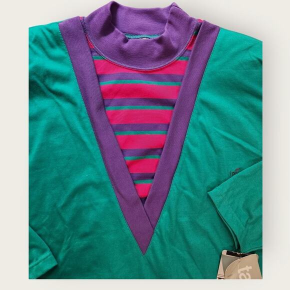 Tangles Short Sleeve Top Women's Plus Sz 3X VTG 90's Retro Shoulder Padded NWT - Picture 4 of 9